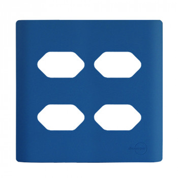 Placa p/ 4 Tomadas 4x4 - Novara Azul Fosco